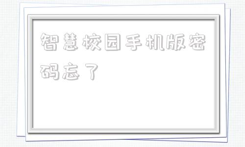 智慧校园手机版密码忘了yn智慧校园手机端密码忘了